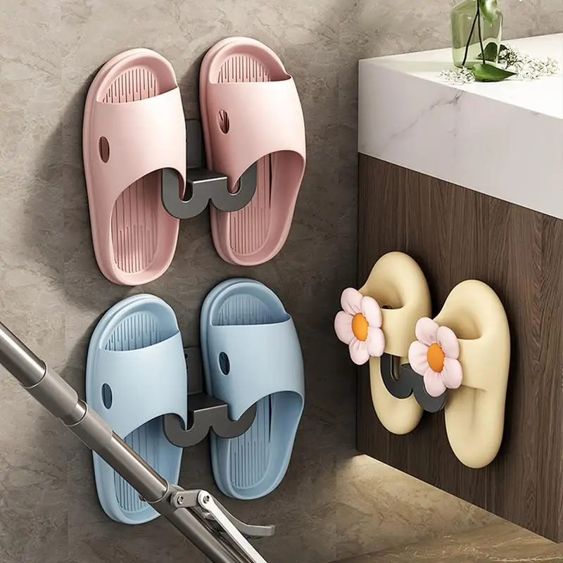 Aluminum alloy Bathroom Shoe Rack Simple Slipper Rack Wall Mounted Household Storage Hooks Household Toilet Shoe Organizer shoe rack shoe organizer