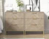 2pcs 3 Drawer Nightstand for Bedroom, Set of 2 Side Tables with 3 Drawers, Modern Wood Nightstand Square Bedside Table End Table 2
