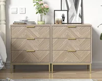 2pcs 3 Drawer Nightstand for Bedroom, Set of 2 Side Tables with 3 Drawers, Modern Wood Nightstand Square Bedside Table End Table 2