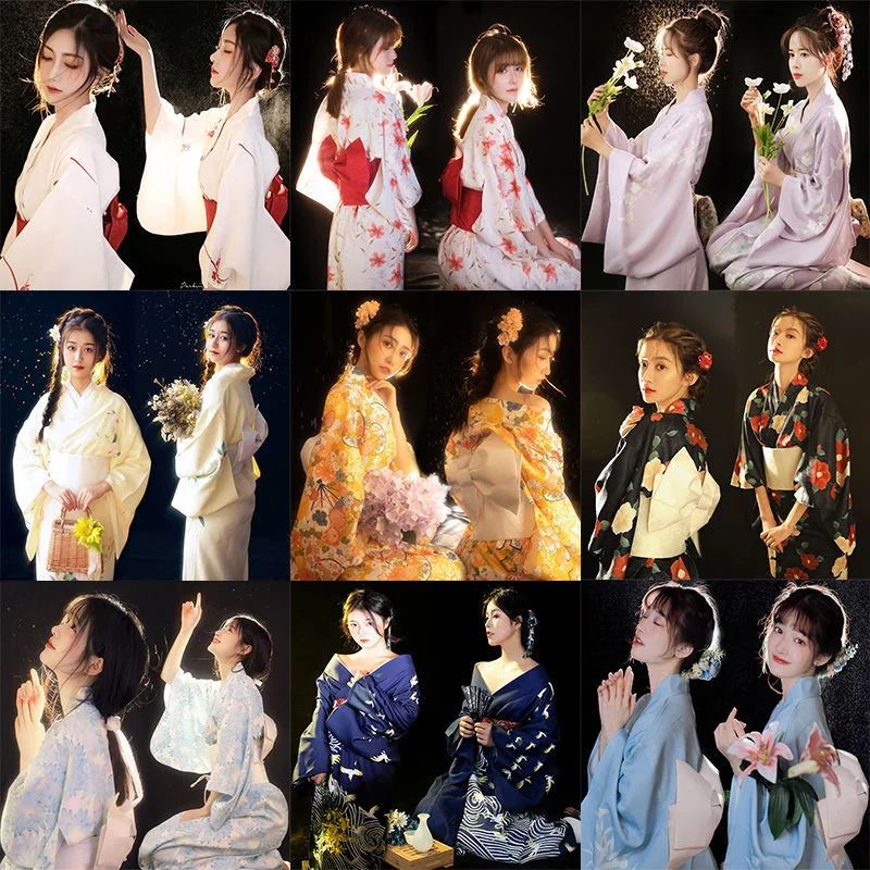 

Cherry Blossom Girls' Kimono Dress Japanese Style Yukata Bathrobe Women's Flower Print Haori Japanese Uniform Role Playing