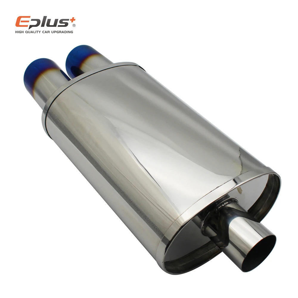 Car Accessories Exhaust Systems Muffler Pipe Polished Universal Stainless Steel Burned Blue Silver Silencer Double Export 63mm exhaust muffler tip exhaust pipe muffler exhaust trim pipe