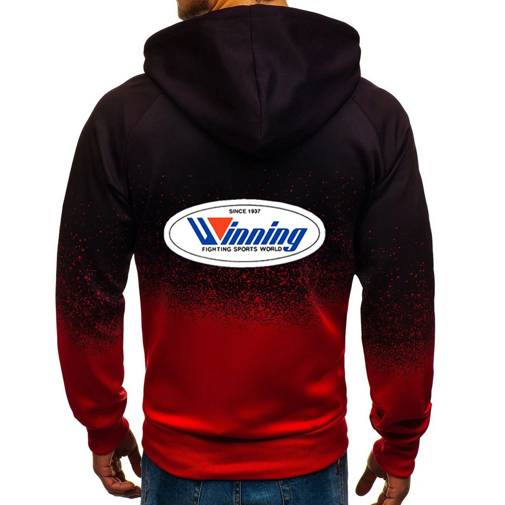 Cotton Gradient Color Mens Hoodie Zipper Pullover Sweatshirt