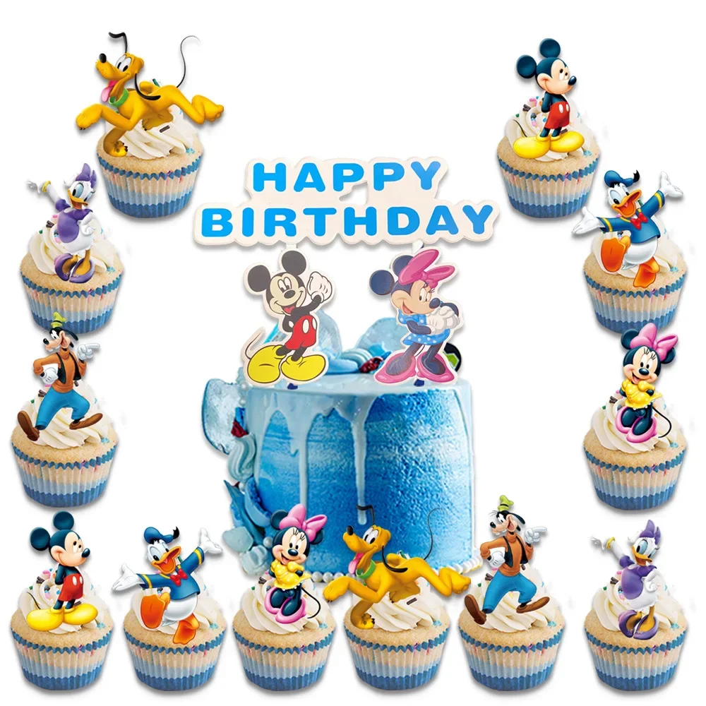 Disney Cartoon Mickey Minnie Theme Party Cake Decoration Compleanno Per Bambini Baby Shower Mickey Mouse Cake Flag Articoli Usa E Getta