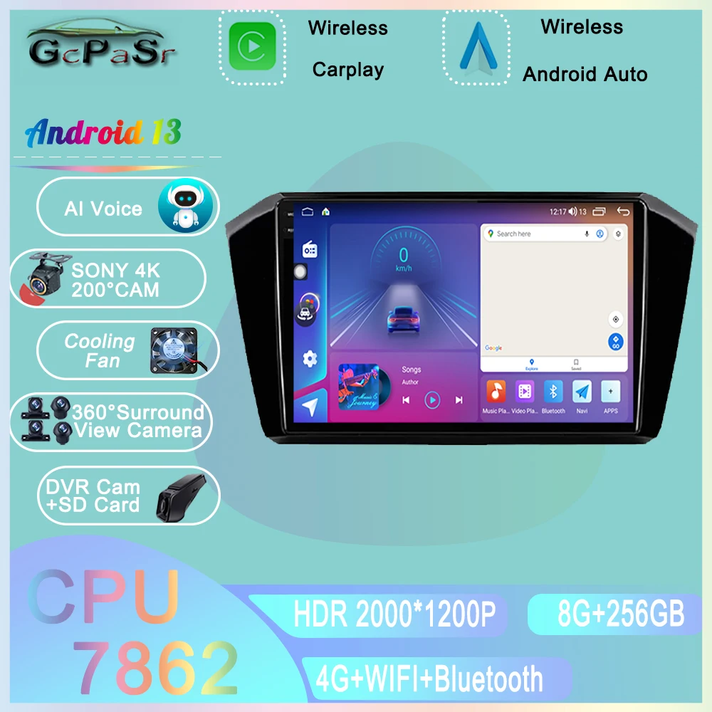 

AI Voice Wireless CarPlay Android Auto Radio For VW Volkswagen Passat B8 2015-2020 Car Multimedia GPS Autoradio 4G WIFI NO 2din