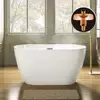 48" Contemporary Acrylic Freestanding Bathtub Soaking Tub Non-Slip Design White(Brushed Nickel Drain/Overflow Kit Included 1
