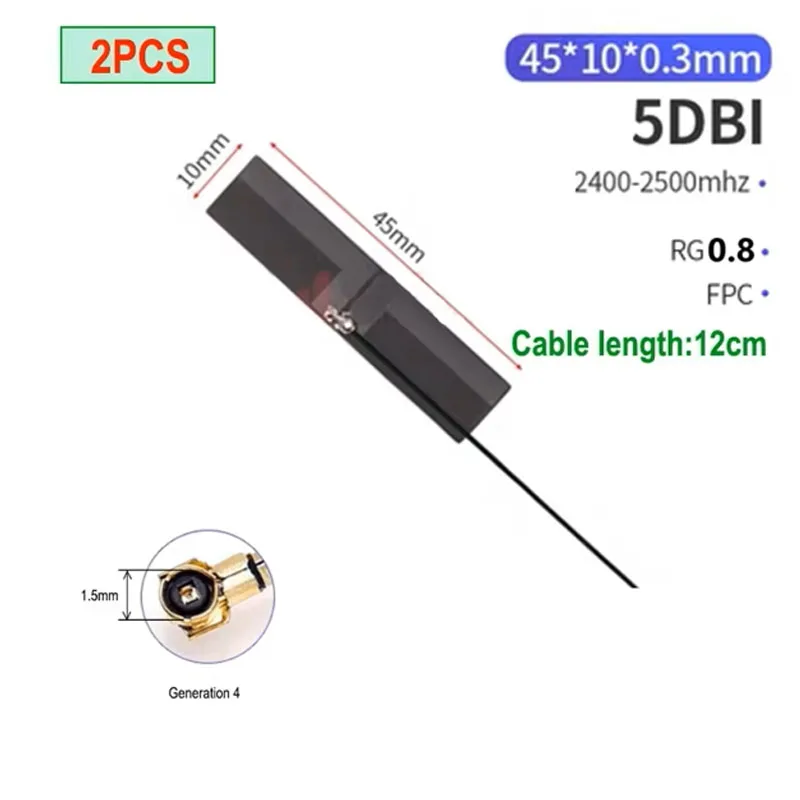 eoth 2pcs iot wifi Antenna 5.8 Ghz 2.4ghz Dual Band Built-in FPC soft board for Bluetooth PCB patch gain antenna generation 4