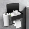 Toilet Paper Holder with Storage Shelf, Three Roll Bathroom Toilet Tissue Holder, Stainless Steel Toilet Paper Roll Holder 1