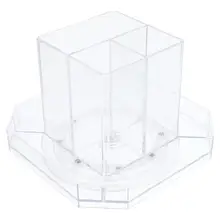 

Acrylic Pen Pencil Holder 360° Rotating Clear Pencil Cup Stationery Supply Organizer
