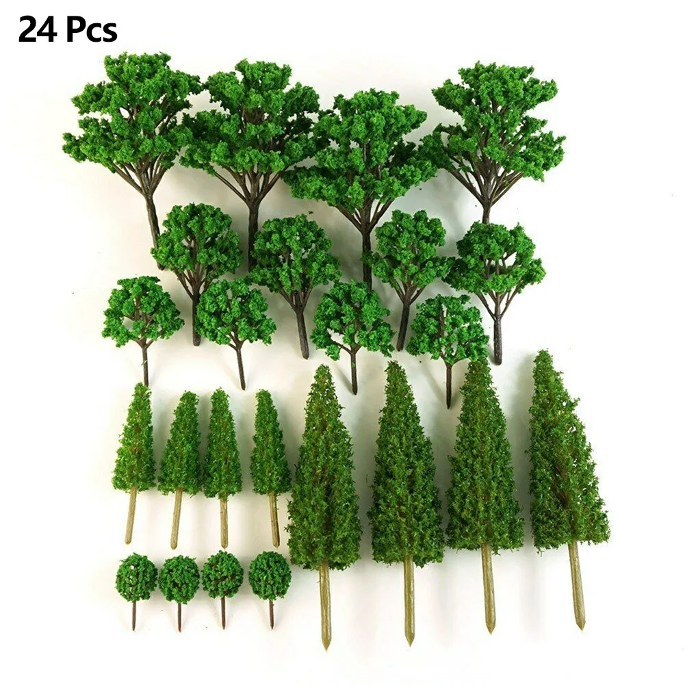 

24pcs Mixed Model Trees For Model Train Diorama DIY Crafts Wargames Scenery Or Building Scenics Miniature Tree Train Railroad