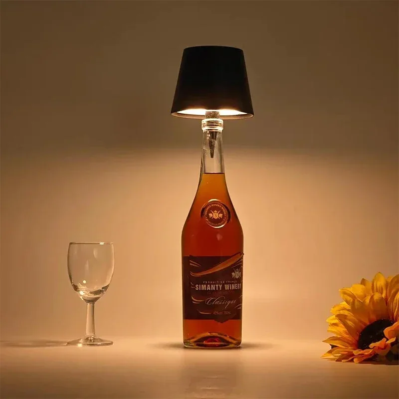 Wireless Bottle  Table Lamp Touch Control of 3 Colors and Stepless Dimming Night Lamp Suitable for Bar Wine Bottles Desk Lights 3