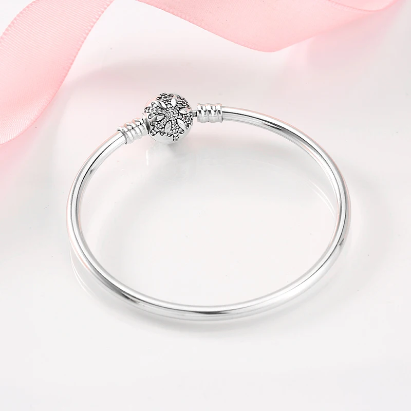 925 Sterling Silver Charm LOVE Pink Rose Bracelets Bangles Diy Fashion Jewelry Womens Accessories Trendy Jewelry Gift