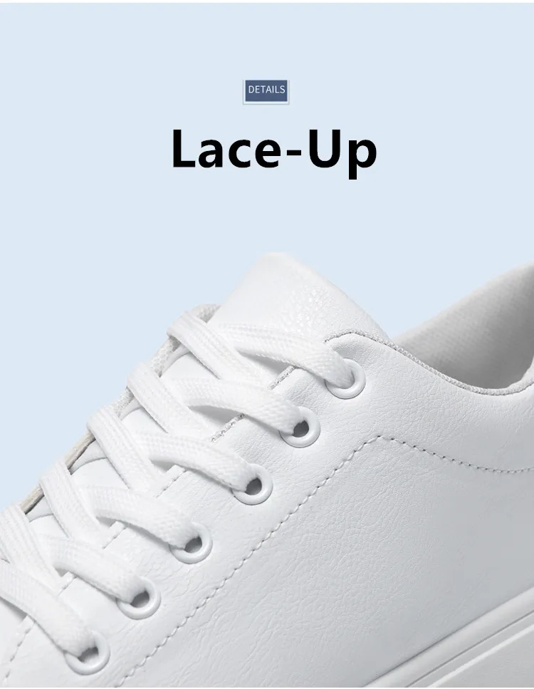 Description Picture 5 of itemWhite Leather Sneakers Men Big Size 46 Low Top Lace-Up Men's Skateboard Shoes Comfy Flat Sport Shoes For Man Zapatillas De Skate