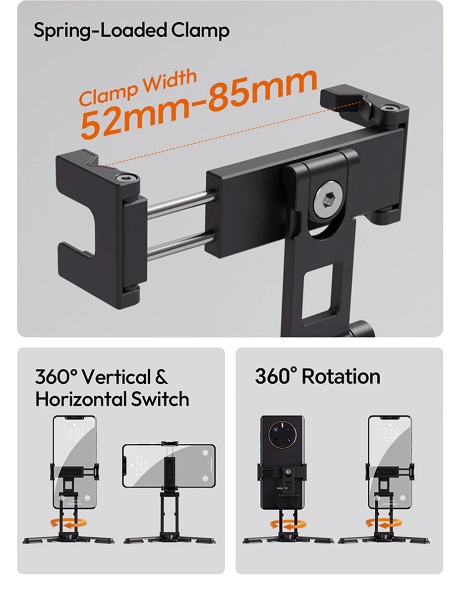 Foldable Phone Stand with Magnetic Ring / Phone Clip Mount Tripod Selfie Mantis