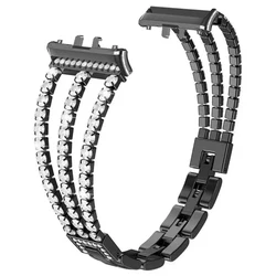 Elegant Diamond Bling Bracelet Wristband for Women - Stylish Jewelry Strap Replacement (Black - Black)
