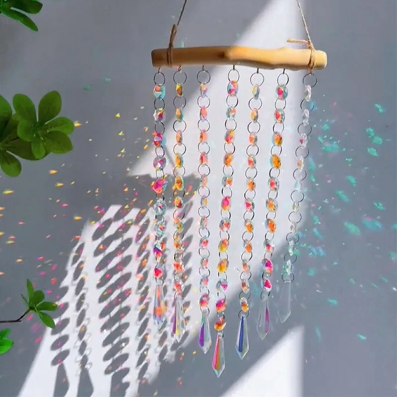Hanging Crystal Suncatchers Colorful Stained Glass Wind Pendants Rainbow Prism Light Catcher Garden Decoration Outdoor Car Charm sun catcher crystal pendant sun catchers window ornament