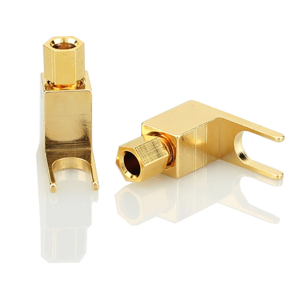 Bdfhjln Forcella A Vanga Ad Angolo Retto E Di Legatura, Presa A Banana 4 Mm, Connettore Forchetta Da Vanga Per Altoparlante E Alimentazione E Amplificatore (confezione Da 10 - Foto 7