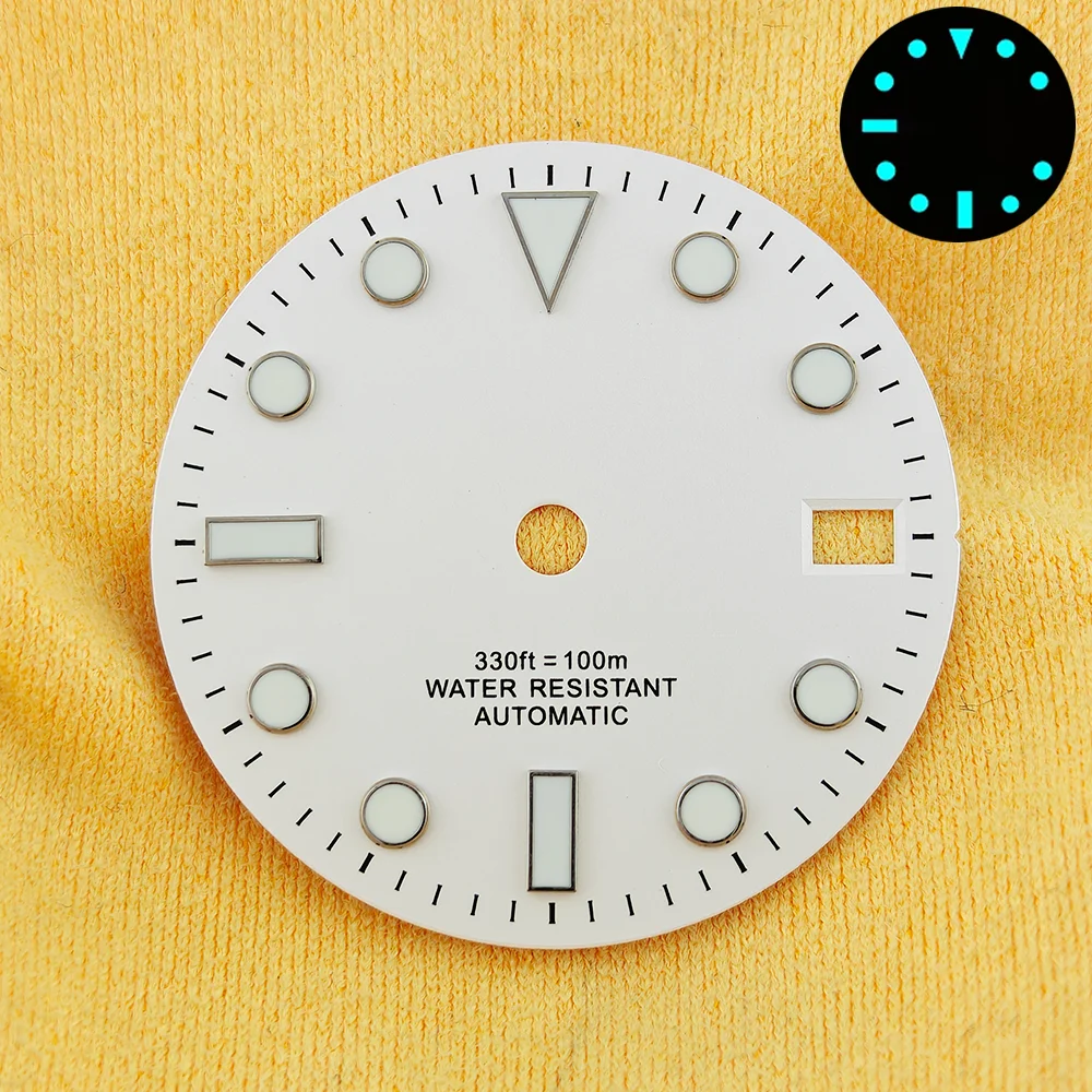 Enhanced Blue Luminous Watch Dial with Calendar - 28.5mm for Face Modification Parts