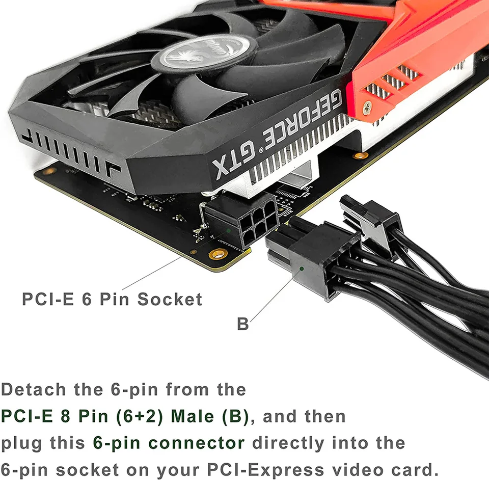 Gfryerty PCI-E 6ピンンデュアルPCIe 8ピン（6+2）PCI 6 ピン PCI Express からデュアル PCIE 8 (6+2) ピン電源