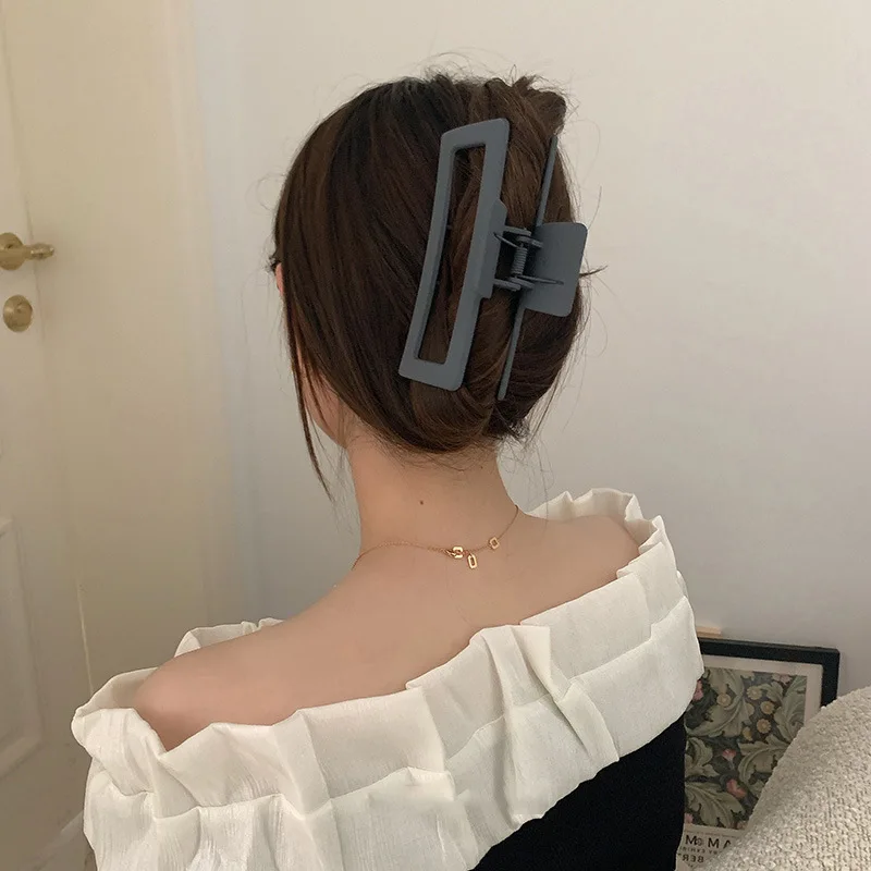 

South Korea Elegant Matte Matte Square Large Hair Clip Back Head Spoon Hair Clip Simple Stylish Claw Headwear Accessories