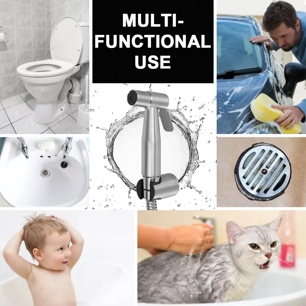Self cleaning Bidet sprayer set For toilet Handheld Stainless Steel For Bathroom hand sprayer Hand Bidet faucet shower head 5