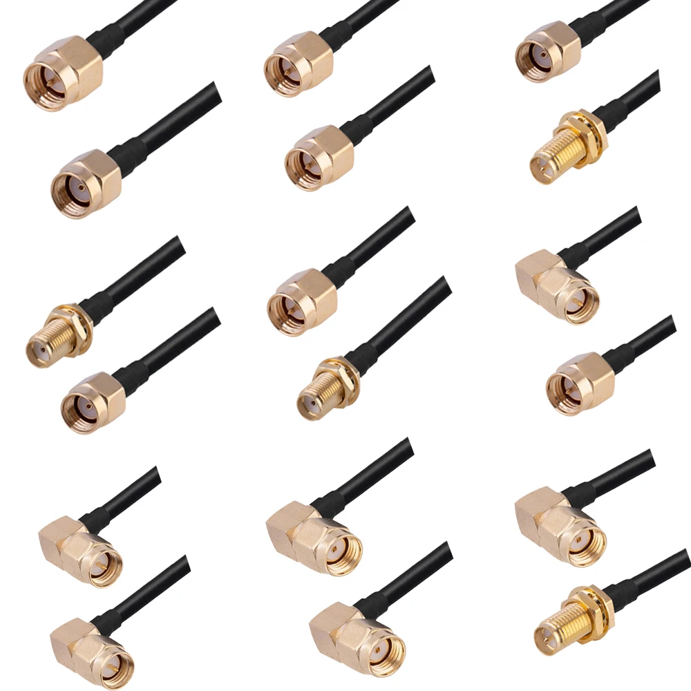 RG174 Cable SMA Male To SMA Female RPSMA To SMA Nut Bulkhead Extension Coax Jumper Pigtail