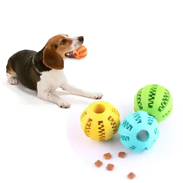 Dog Toy Ball, Nontoxic Bite Resistant Toy Ball for Pet Dogs Puppy Cat, Dog Pet Food Treat Feeder Chew Tooth Cleaning Ball 4