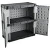 Rubbermaid Freestanding Storage Cabinet with Doors, 18"D x 36"W x 37"H, Medium Gray/Black, Two-Shelf Lockable Cabinet for Indoor 4