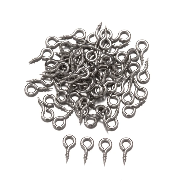 50Pc Small Tiny Mini Pins Eyepins Hooks Eyelets Eye Screw Threaded