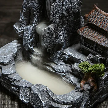 Large resin high mountain flowing water backflow incense burner, rockery home indoor incense base sandalwood incense burner 3