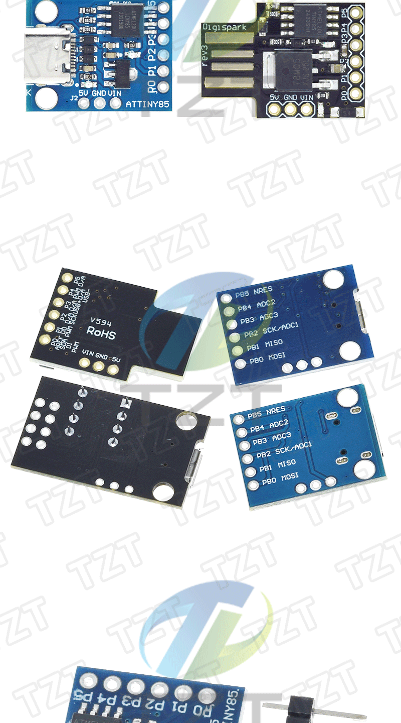 TZT 1/3PCS Digispark Kickstarter Micro Development Board ATTINY85/TINY85 Modul für Arduino IIC I2C USB – Detail 6