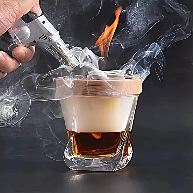 Cocktail Smoker Kit-4 Whiskey Fruity Flavors Wood Chips Package Senior Old Fashioned Smoker Infuser Suit for Husband Friend Gift