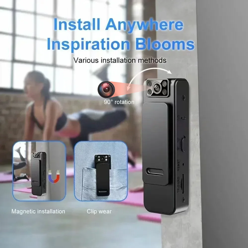 휴대용 1080P HD 액션 카메라 백 클립, 적외선 나이트 비전, 스포츠 액션 캠, 모션 감지, 오디오 비디오 레코더, 바디캠 