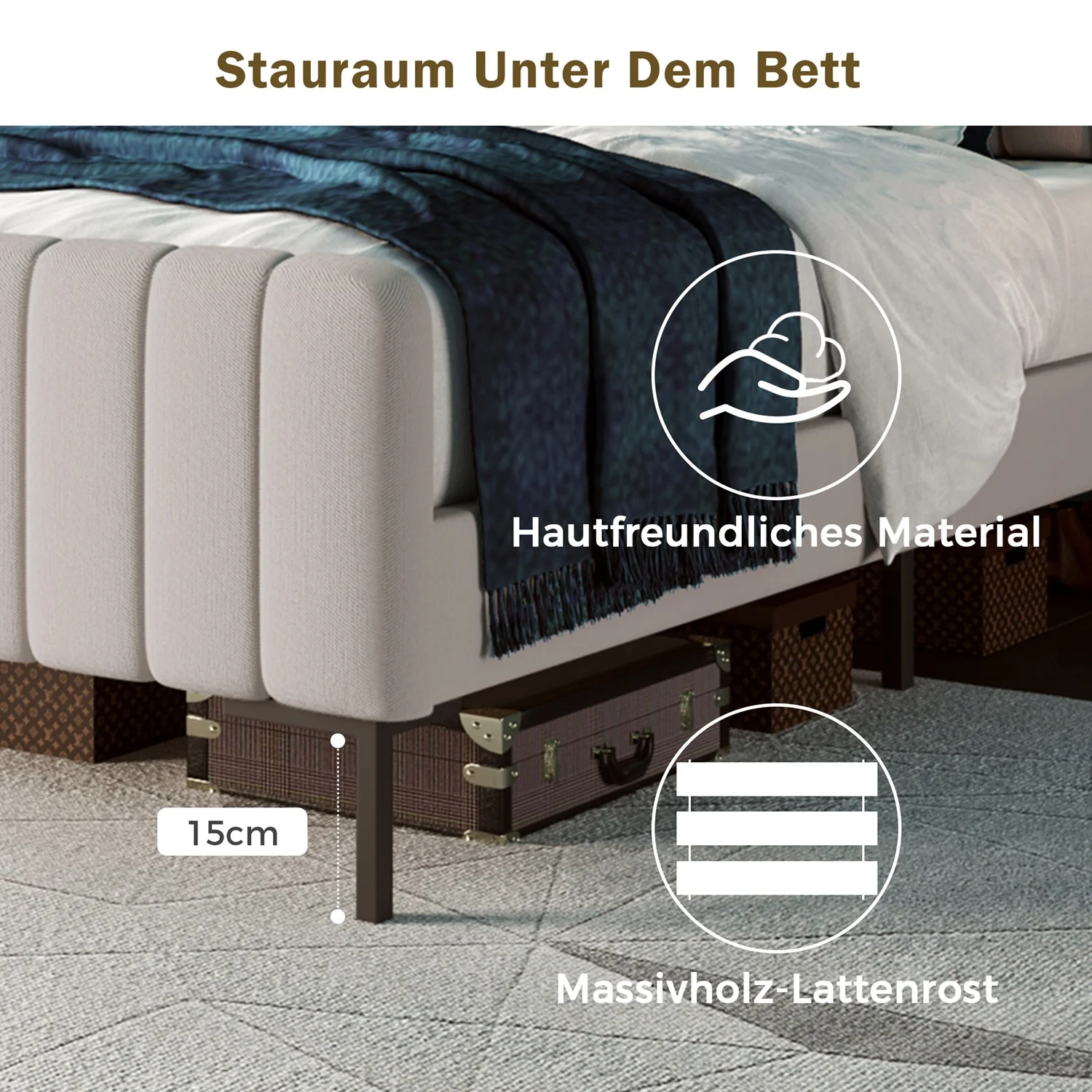 Upholstered Bed Single Bed 90X200Cm, Bed Frame With Lattice Adjustable Head, Bed Frame Youth Bed For Bedroom, Dorm, Apartment – Detail 4