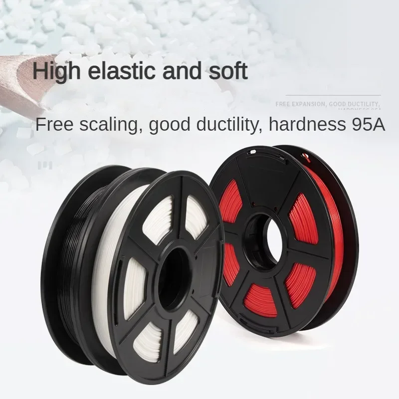 TPU 필라멘트,95A TPU 필라멘트 1.75mm,차원 정확도 +/- 0.03,유연한 소프트 3D 프린터 필라멘트 1kg 스풀,진공 포장
