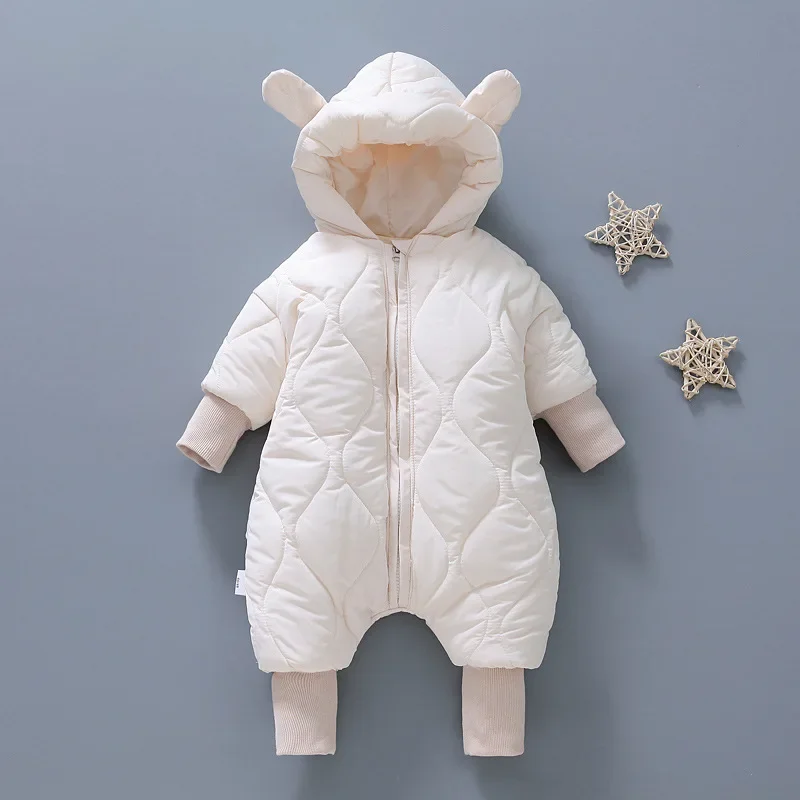 Infant Baby Jumpsuit Cotton-Padded Clothes Boys Girls Winter Padded Cotton Out Romper Children Fashion Hooded Pajamas