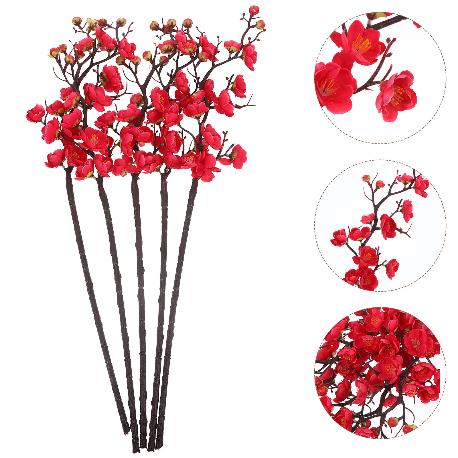 

5 Pcs Artificial Flowers Bouquet Wedding Decor Fake Pick Decoration Plum Blossom