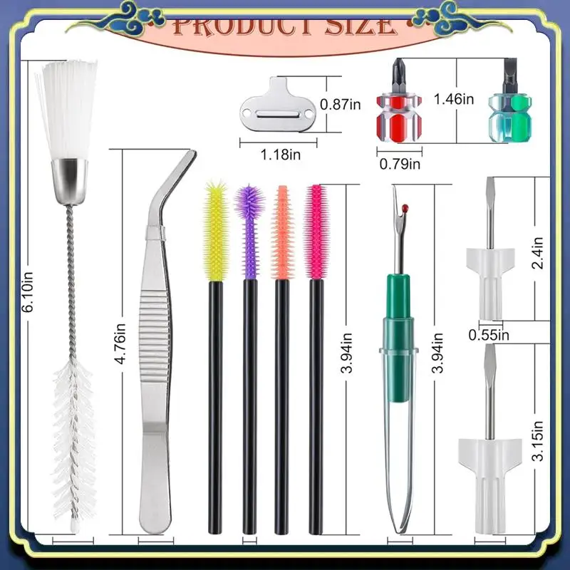 Latest 14 Pieces Sewing Machine Cleaning Kit, Screwdriver, Seam Rippers, Silicone Brush For Repair And Cleaning Machine Sewing