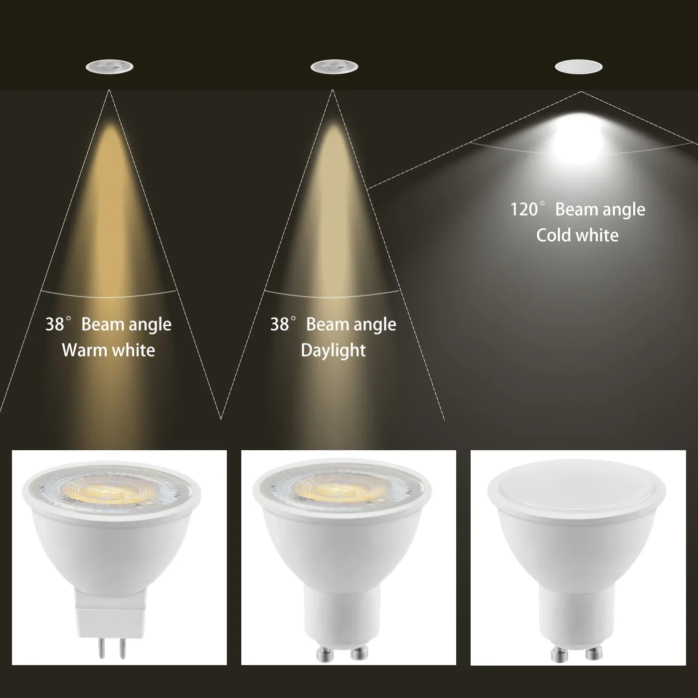 4PCS LED Spotlight GU10 GU5.3 AC220V/AC100-240V 3W-8W 38 120 degree high lumen warm white light replace 50W 100W halogen lamp 3