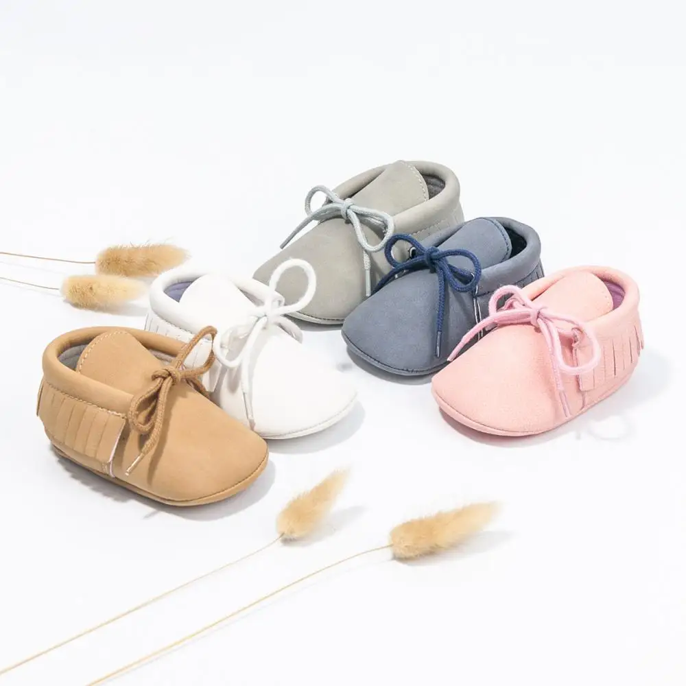 FourSeasonsSolidColorNewbornBabyWalkingShoesAntiSlipLaceUp