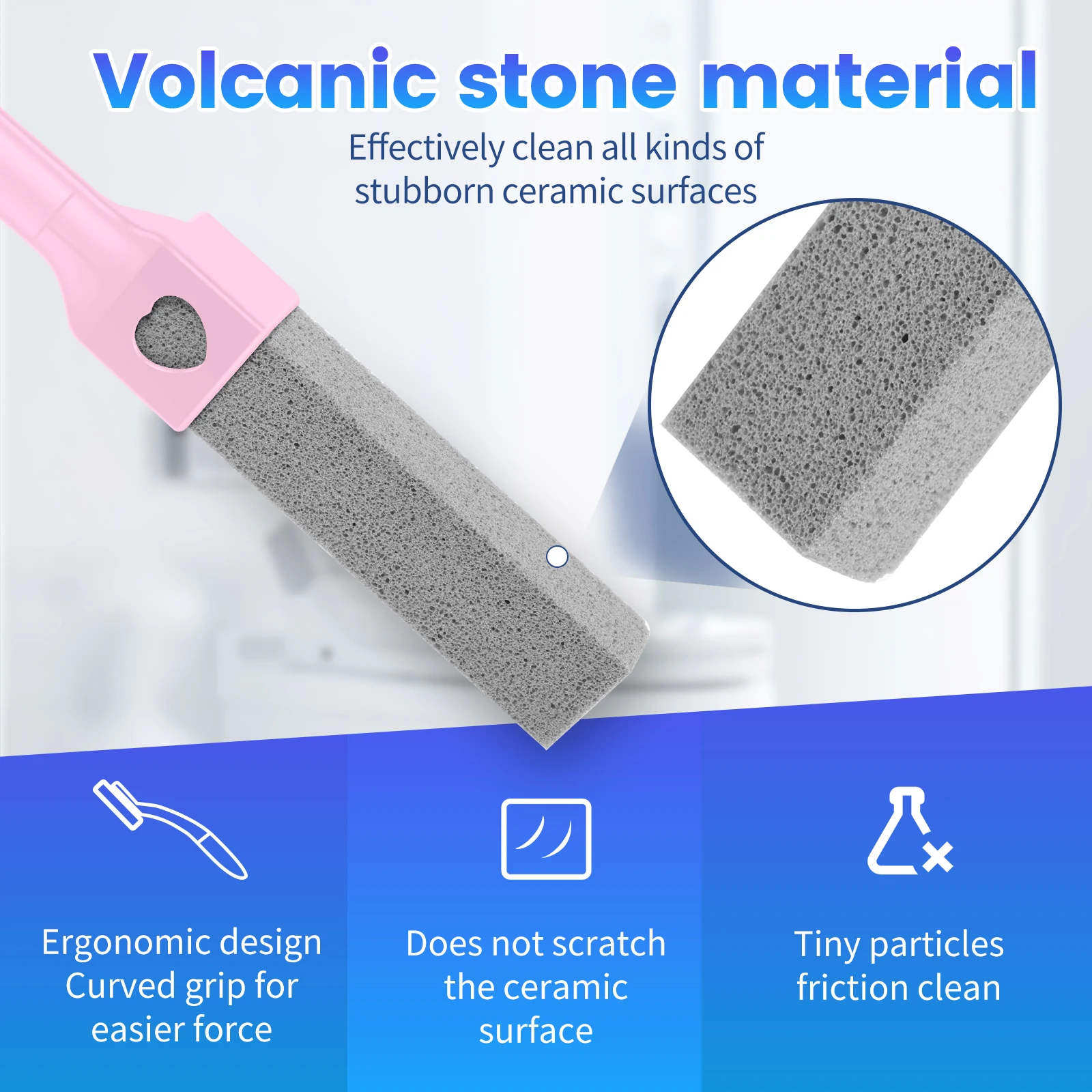 15Pcs Pumice Stone Cleaning Stick Removable Stone Toilet Bowl Cleaner with 1 Handle Bathroom Tile Sink Household Washing Tools