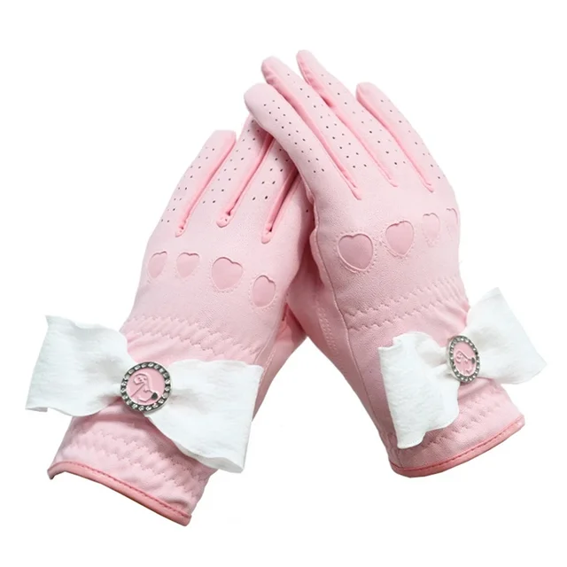 MG Golf Women's Gloves Bowknot Cute Sweety Left and Right Hands Non-slip Elastic Professional Practice Gloves Ladies Golf Wear 2
