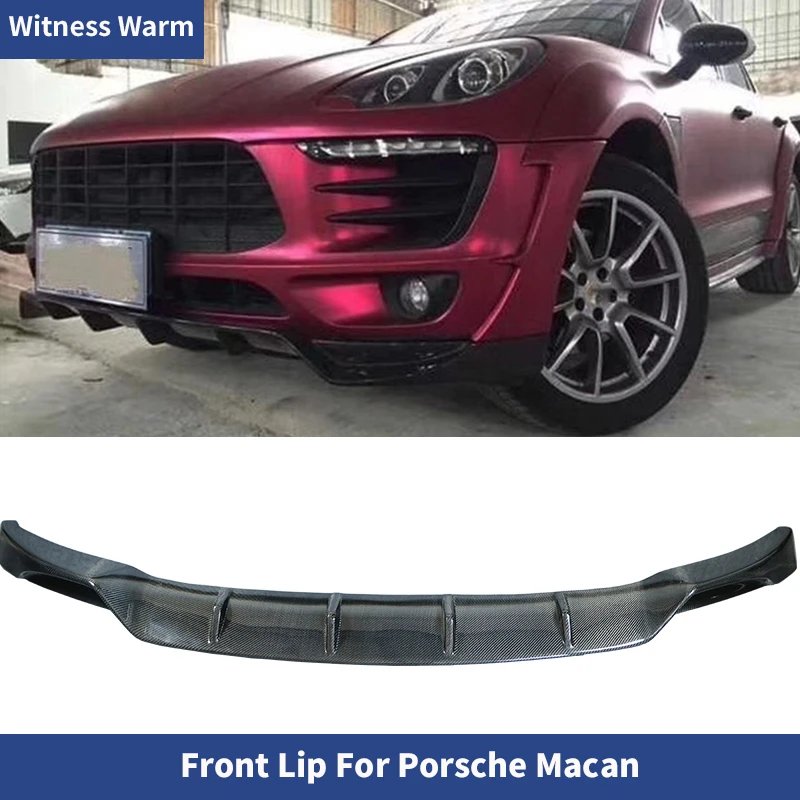 Rolling Gears 6 Pcs Carbon Fiber Front Bumper Lip Splitter Body Spoiler Refit Trim For Macan S 