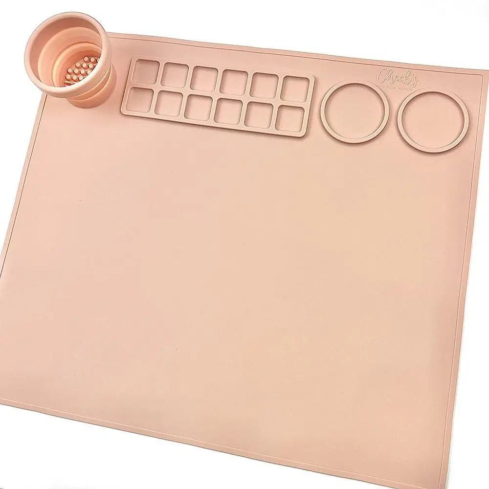 Kids Multifunctional DIY Silicone Drawing Board Graffiti Painting Mat Oil Painting Board Clay Mat with Cup and Paint Holder