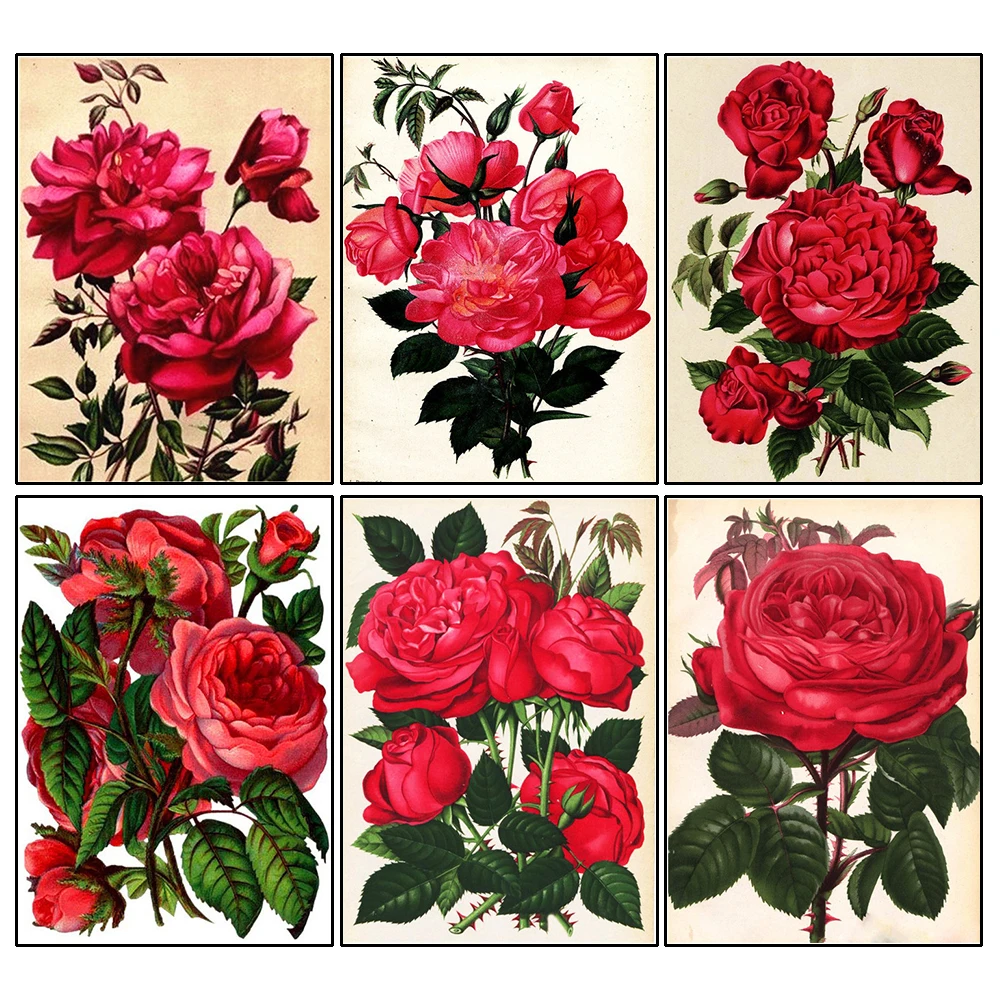 

Diamond Art Painting Rose Cross Stitch Kits Needlework Rhinestones Full Square Diamond Embroidery Flower Mosaic Home Decor