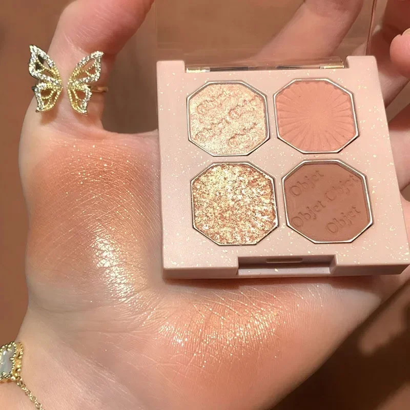 4 Colors Eyeshadow Palette Portable Makeup Highlight Matte Shimmer Eye Shadow Shiny Long Lasting Natural Eyeshadow Cosmetics