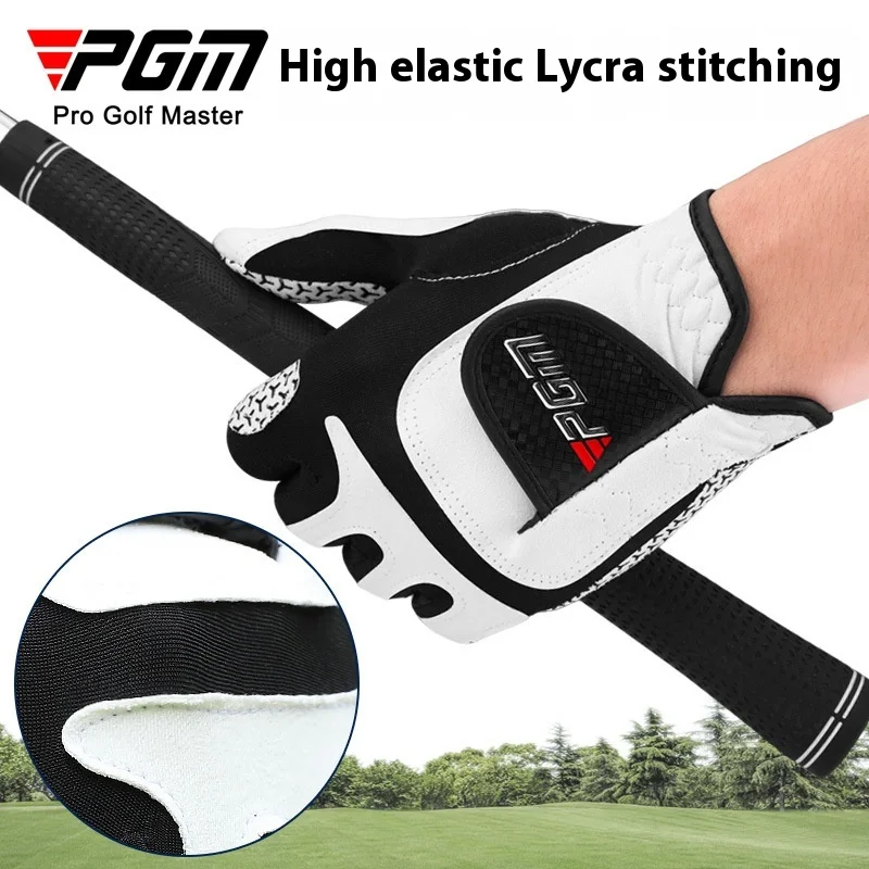 PGM Golf Gloves Men's Elastic Magic Gloves Non slip Breathable Microfiber Cloth Gloves Single Left Hand Blue/White/Grey ST037 3