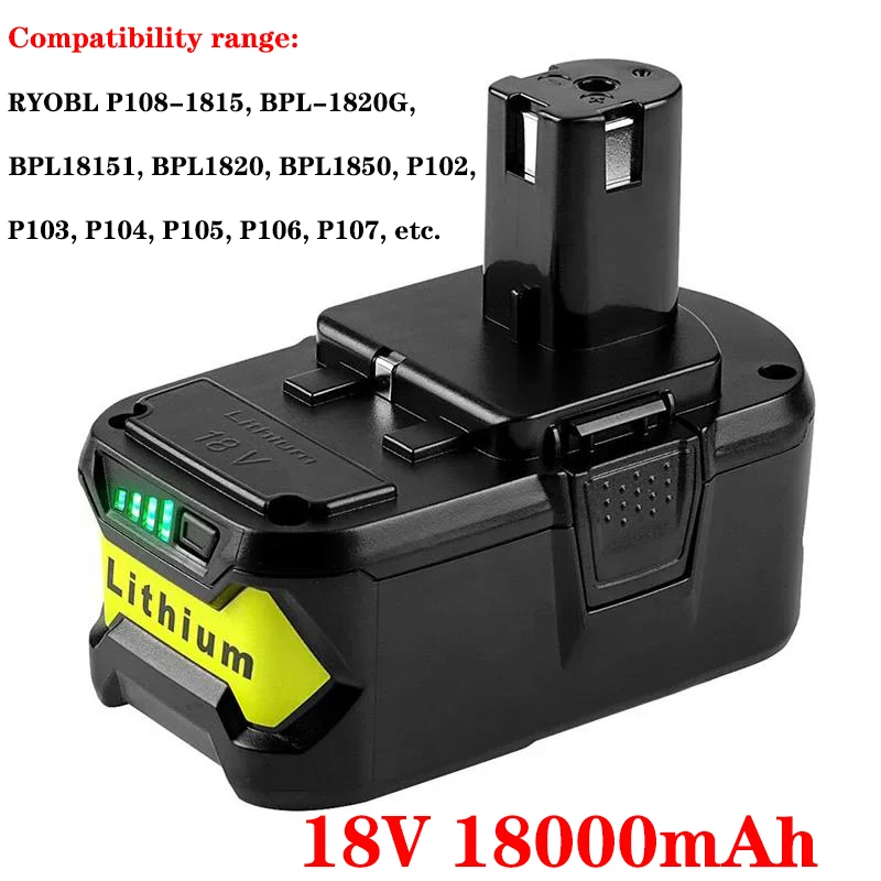 

Lithium battery18V 18 Ah Li-Ion Battery for Ryobi ONE+ cordless Power Tool BPL1820 P108 P109 P106 P105 P104 p103 RB18L50 RB18L40