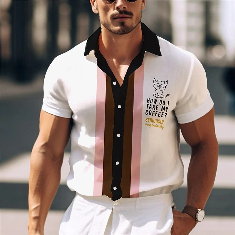 

Men's Shirts Fashion Short Sleeves Tees Harajuku Blouse Summer Lapel Shirts Casual Button Man Clothing New Oversized Male Tops