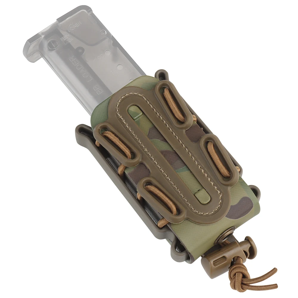 

Military Tactical Mini Scorpion Style Soft Shell 9MM Magazine Pouch Belt Clip&Molle Shock Cord Nylon Polymer Airsoft Accessories