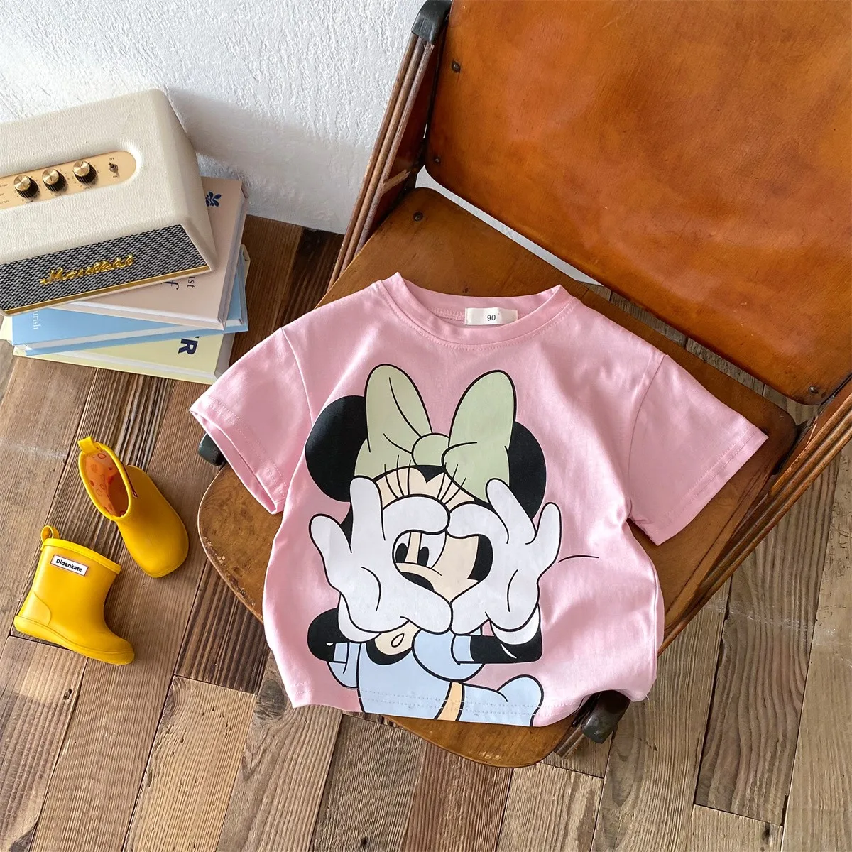 Printed cartoon Mickey Mouse fashion short sleeved Children's Fashion Top Cool and loose fitting round neck T-shirt 2